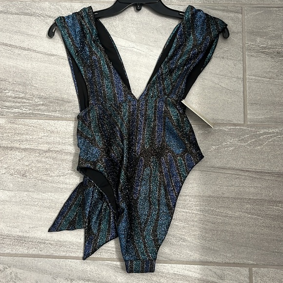 Ramy Brook Metallic Blue and Black bathing suit - Picture 5 of 10